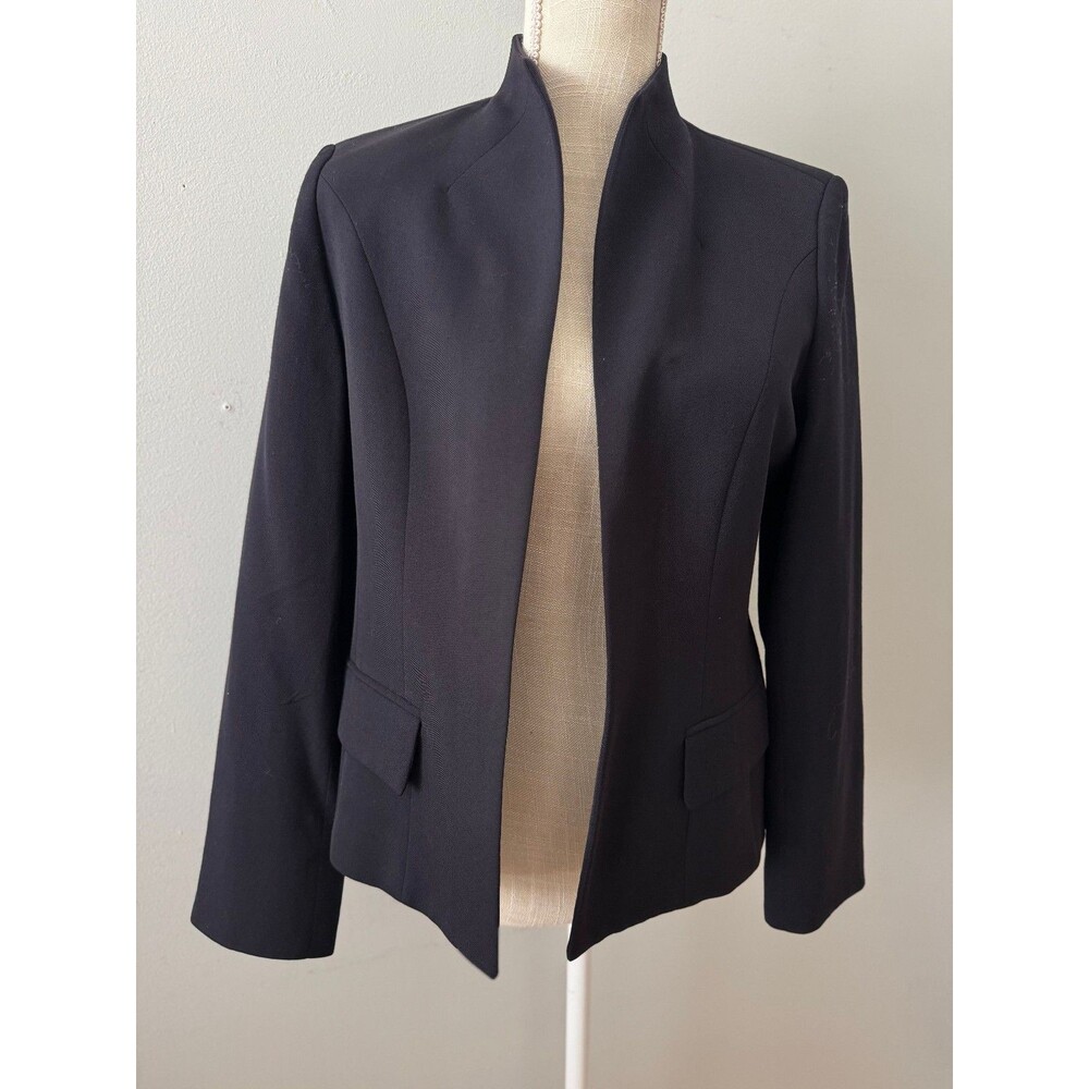 Austin Reed Navy Blue 100% Wool Blazer Open Front Women's Size 6